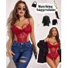 imageAvidlove Women Lingerie Lace Bodysuit Teddy Lingeries V Neck Cut Out One Piece Mini BabydollWine Red