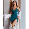 imageAvidlove Women Lingerie Lace Nightgown Chemise Spaghetti Strap Babydoll Modal Sleepwear VNeck Full Slip Side Slit NightwearBlue Green