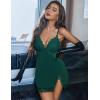 imageAvidlove Women Lingerie Lace Nightgown Chemise Spaghetti Strap Babydoll Modal Sleepwear VNeck Full Slip Side Slit NightwearDark Green