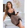 imageAvidlove Women Lingerie Lace Nightgown Chemise Spaghetti Strap Babydoll Modal Sleepwear VNeck Full Slip Side Slit NightwearLeopard Print