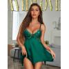 imageAvidlove Women Lingerie Satin Nightgown Sleepwear V Neck Silk Lace Chemise Mini Teddy SXXLGreen