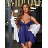 imageAvidlove Women Lingerie Satin Nightgown Sleepwear V Neck Silk Lace Chemise Mini Teddy SXXLNavy Blue