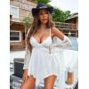 imageAvidlove Women Lingerie Satin Nightgown Sleepwear V Neck Silk Lace Chemise Mini Teddy SXXLWhite