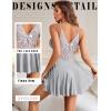 imageAvidlove Women Lingerie Sexy Chemise Nightgown Lace Babydoll Full Slip Dress SleepwearGray