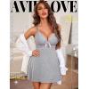 imageAvidlove Women Lingerie Sexy Chemise Nightgown Lace Babydoll Full Slip Dress SleepwearGray