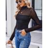 imageAvidlove Women Long Sleeve Bodysuit Turtle Neck Shapewear Body Suits Mesh One Piece Leotard Shirt Going Out Tops Fall OutfitsBlack