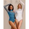 imageAvidlove Women Long Sleeve Bodysuit Turtle Neck Shapewear Body Suits Mesh One Piece Leotard Shirt Going Out Tops Fall OutfitsBlue Green