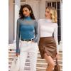 imageAvidlove Women Long Sleeve Bodysuit Turtle Neck Shapewear Body Suits Mesh One Piece Leotard Shirt Going Out Tops Fall OutfitsBlue Green