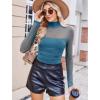 imageAvidlove Women Long Sleeve Bodysuit Turtle Neck Shapewear Body Suits Mesh One Piece Leotard Shirt Going Out Tops Fall OutfitsBlue Green