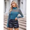 imageAvidlove Women Long Sleeve Bodysuit Turtle Neck Shapewear Body Suits Mesh One Piece Leotard Shirt Going Out Tops Fall OutfitsBlue Green
