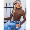 imageAvidlove Women Long Sleeve Bodysuit Turtle Neck Shapewear Body Suits Mesh One Piece Leotard Shirt Going Out Tops Fall OutfitsBrown