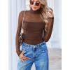 imageAvidlove Women Long Sleeve Bodysuit Turtle Neck Shapewear Body Suits Mesh One Piece Leotard Shirt Going Out Tops Fall OutfitsBrown