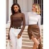 imageAvidlove Women Long Sleeve Bodysuit Turtle Neck Shapewear Body Suits Mesh One Piece Leotard Shirt Going Out Tops Fall OutfitsBrown