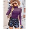 imageAvidlove Women Long Sleeve Bodysuit Turtle Neck Shapewear Body Suits Mesh One Piece Leotard Shirt Going Out Tops Fall OutfitsDark Purple
