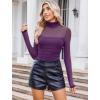 imageAvidlove Women Long Sleeve Bodysuit Turtle Neck Shapewear Body Suits Mesh One Piece Leotard Shirt Going Out Tops Fall OutfitsDark Purple