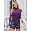 imageAvidlove Women Long Sleeve Bodysuit Turtle Neck Shapewear Body Suits Mesh One Piece Leotard Shirt Going Out Tops Fall OutfitsDark Purple