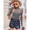 imageAvidlove Women Long Sleeve Bodysuit Turtle Neck Shapewear Body Suits Mesh One Piece Leotard Shirt Going Out Tops Fall OutfitsDeep Grey
