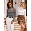 imageAvidlove Women Long Sleeve Bodysuit Turtle Neck Shapewear Body Suits Mesh One Piece Leotard Shirt Going Out Tops Fall OutfitsDeep Grey