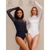 imageAvidlove Women Long Sleeve Bodysuit Turtle Neck Shapewear Body Suits Mesh One Piece Leotard Shirt Going Out Tops Fall OutfitsLeopard