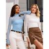 imageAvidlove Women Long Sleeve Bodysuit Turtle Neck Shapewear Body Suits Mesh One Piece Leotard Shirt Going Out Tops Fall OutfitsLight Blue
