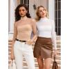 imageAvidlove Women Long Sleeve Bodysuit Turtle Neck Shapewear Body Suits Mesh One Piece Leotard Shirt Going Out Tops Fall OutfitsNude