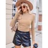 imageAvidlove Women Long Sleeve Bodysuit Turtle Neck Shapewear Body Suits Mesh One Piece Leotard Shirt Going Out Tops Fall OutfitsNude