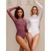 imageAvidlove Women Long Sleeve Bodysuit Turtle Neck Shapewear Body Suits Mesh One Piece Leotard Shirt Going Out Tops Fall OutfitsPurple