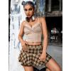 imageAvidlove Women Pleated Mini Skirt Sexy Lace Ruffle Solid Skirt Lingerie Short SkirtsBrown Plaid