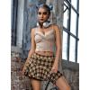imageAvidlove Women Pleated Mini Skirt Sexy Lace Ruffle Solid Skirt Lingerie Short SkirtsBrown Plaid