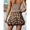 imageAvidlove Women Pleated Mini Skirt Sexy Lace Ruffle Solid Skirt Lingerie Short SkirtsBrown Plaid