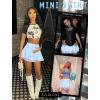 imageAvidlove Women Pleated Mini Skirt Sexy Lace Ruffle Solid Skirt Lingerie Short SkirtsClear Blue