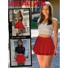 imageAvidlove Women Pleated Mini Skirt Sexy Lace Ruffle Solid Skirt Lingerie Short SkirtsDark Red