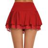 imageAvidlove Women Pleated Mini Skirt Sexy Lace Ruffle Solid Skirt Lingerie Short SkirtsDark Red