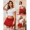 imageAvidlove Women Pleated Mini Skirt Sexy Lace Ruffle Solid Skirt Lingerie Short SkirtsDark Red