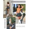 imageAvidlove Women Pleated Mini Skirt Sexy Lace Ruffle Solid Skirt Lingerie Short SkirtsGray Plaid