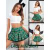 imageAvidlove Women Pleated Mini Skirt Sexy Lace Ruffle Solid Skirt Lingerie Short SkirtsGreen Plaid