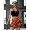imageAvidlove Women Pleated Mini Skirt Sexy Lace Ruffle Solid Skirt Lingerie Short SkirtsOrange Halloween