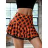 imageAvidlove Women Pleated Mini Skirt Sexy Lace Ruffle Solid Skirt Lingerie Short SkirtsOrange Halloween