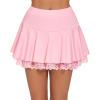 imageAvidlove Women Pleated Mini Skirt Sexy Lace Ruffle Solid Skirt Lingerie Short SkirtsPink
