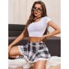 imageAvidlove Women Pleated Mini Skirt Sexy Lace Ruffle Solid Skirt Lingerie Short SkirtsPink Gray Plaid