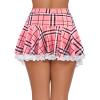 imageAvidlove Women Pleated Mini Skirt Sexy Lace Ruffle Solid Skirt Lingerie Short SkirtsPink Plaid