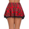 imageAvidlove Women Pleated Mini Skirt Sexy Lace Ruffle Solid Skirt Lingerie Short SkirtsRed Plaid