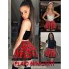 imageAvidlove Women Pleated Mini Skirt Sexy Lace Ruffle Solid Skirt Lingerie Short SkirtsRed Plaid