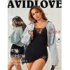 imageAvidlove Women Sexy Nightgown Lace Babydoll Chemises VNeck Modal Sleepwear Full Slip Side Slit Sleep Dress XSXXLBlack