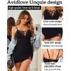 imageAvidlove Women Sexy Nightgown Lace Babydoll Chemises VNeck Modal Sleepwear Full Slip Side Slit Sleep Dress XSXXLBlack
