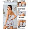 imageAvidlove Women Sexy Nightgown Lace Babydoll Chemises VNeck Modal Sleepwear Full Slip Side Slit Sleep Dress XSXXLBlue Floral