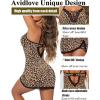 imageAvidlove Women Sexy Nightgown Lace Babydoll Chemises VNeck Modal Sleepwear Full Slip Side Slit Sleep Dress XSXXLBrown Leopard