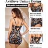 imageAvidlove Women Sexy Nightgown Lace Babydoll Chemises VNeck Modal Sleepwear Full Slip Side Slit Sleep Dress XSXXLButterfly Leopard