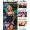 imageAvidlove Women Sexy Nightgown Lace Babydoll Chemises VNeck Modal Sleepwear Full Slip Side Slit Sleep Dress XSXXLCherry Blossoms