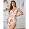 imageAvidlove Women Sexy Nightgown Lace Babydoll Chemises VNeck Modal Sleepwear Full Slip Side Slit Sleep Dress XSXXLCrushed Flowers